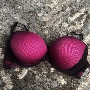 Strappy Pink and Black Women's Push Up Bra